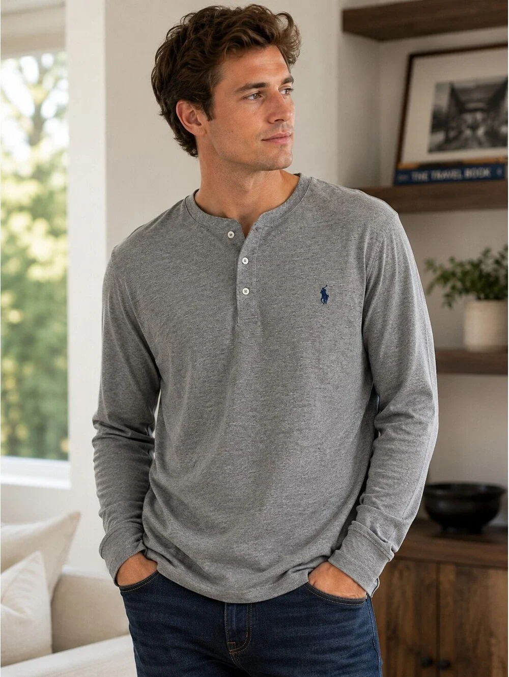 Polo Ralph Lauren Men's XL Henley Shirt Cotton Long Sleeve